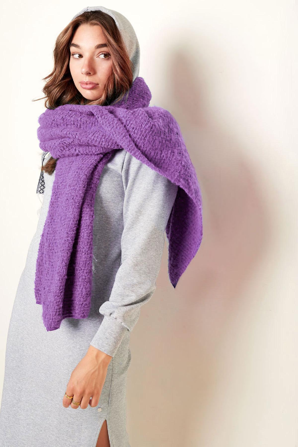 Sciarpa invernale con motivo a rilievo viola Purple Polyester h5 Immagine2